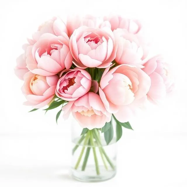 Pastel Peonies: blush-pink peonies gathered in a clear glass vase, by Florist Hong Kong